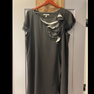 DKNY Womens Black Dress with White and Black Floral Detail